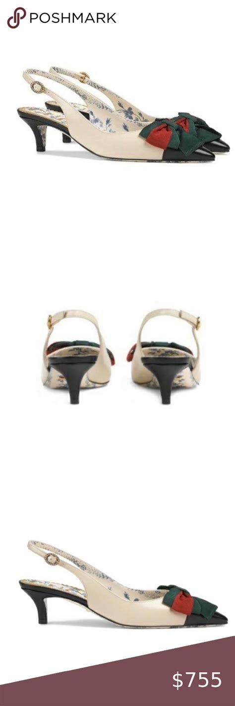 gucci rubber slingback shoes|gucci kitten heel slingback.